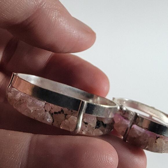 Handmade Silver Pendant – Pink Stalactite Slice + 20" Sterling Silver Chain - Picture 8 of 10